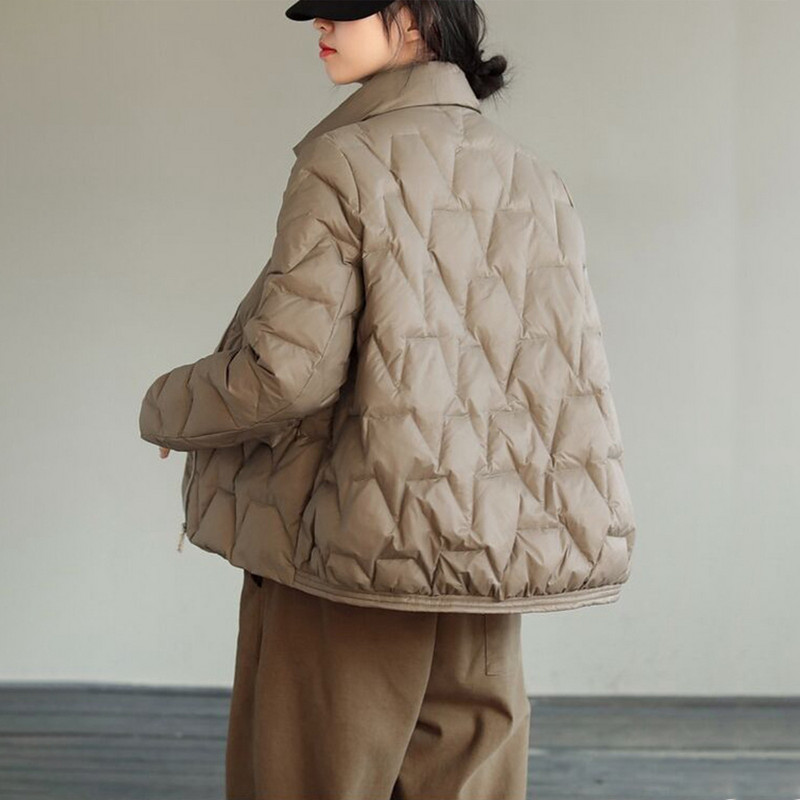 Retro sjajna topla donja jakna Jednobojna ženska skraćena donja jakna Zimski dugi rukavi Zatvarači Parke Lagane podstavljene jakne