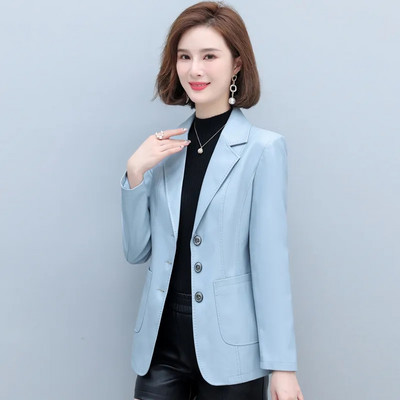 Nova kožna jakna Ženska moda za proljeće 2023. Motociklistička odjeća od umjetnog PU-a Ženska odjeća Usko odijelo Kaput s ovratnikom 4XL