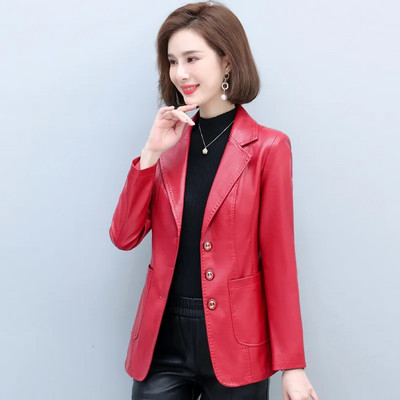 Nova kožna jakna Ženska moda za proljeće 2023. Motociklistička odjeća od umjetnog PU-a Ženska odjeća Usko odijelo Kaput s ovratnikom 4XL