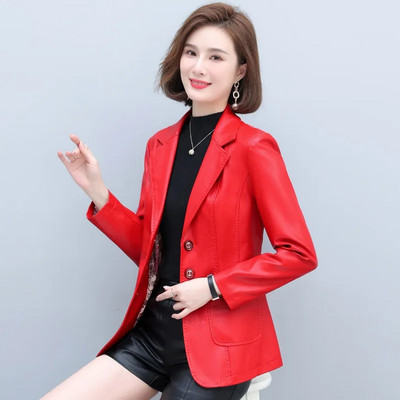 Nova kožna jakna Ženska moda za proljeće 2023. Motociklistička odjeća od umjetnog PU-a Ženska odjeća Usko odijelo Kaput s ovratnikom 4XL