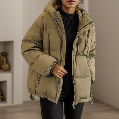 Retro rudens ziemas mētelis sievietēm, bieza, kokvilnas polsterēta jaka Korejas sieviešu mētelis ar kapuci ikdienas brīvs parkas 4XL