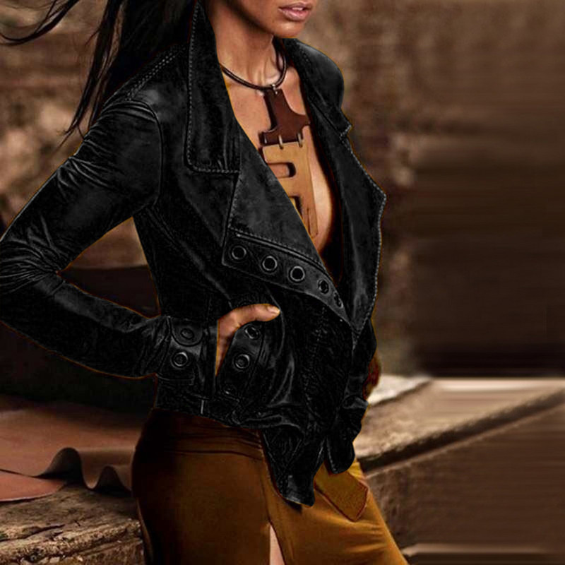 Jednobojna jakna od PU umjetne kože, ležerna, sveobuhvatna, kratka ženska odjeća, dugih rukava, proljeće, jesen, nova gornja odjeća s patentnim zatvaračem