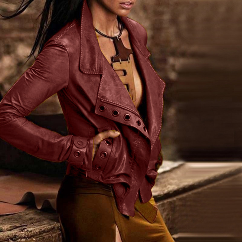 Jednobojna jakna od PU umjetne kože, ležerna, sveobuhvatna, kratka ženska odjeća, dugih rukava, proljeće, jesen, nova gornja odjeća s patentnim zatvaračem
