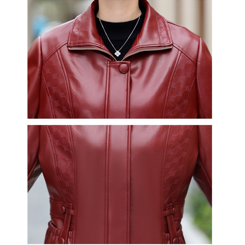 Sredovječne mame Ženska jakna od umjetne kože 2024. Proljeće Jesen Nova moda Pu kaput s patentnim zatvaračem Ženska uska gornja odjeća za motocikle H3354
