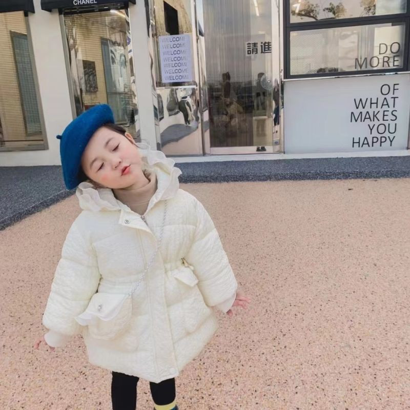 Dječja pamučna jakna, zimska zadebljana i plišana, slatka djevojčica, toplija jakna s kapuljačom u korejskom stilu, zimska odjeća