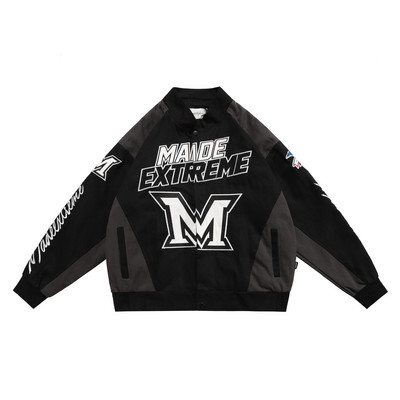 Jachetă de femeie 2023, primăvară, toamnă, imprimeu cu scrisori, stil de stradă, costume de curse vintage, haină lungă supradimensionată pentru femei