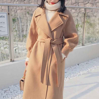 Jesenski ružičasti midi kaputi od umjetne vune Ženske široke, elegantne jakne s dvostrukim kopčanjem Zimske debele tople mješavine vanjske odjeće