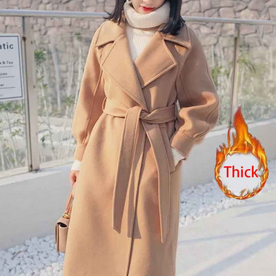 Jesenski ružičasti midi kaputi od umjetne vune Ženske široke, elegantne jakne s dvostrukim kopčanjem Zimske debele tople mješavine vanjske odjeće