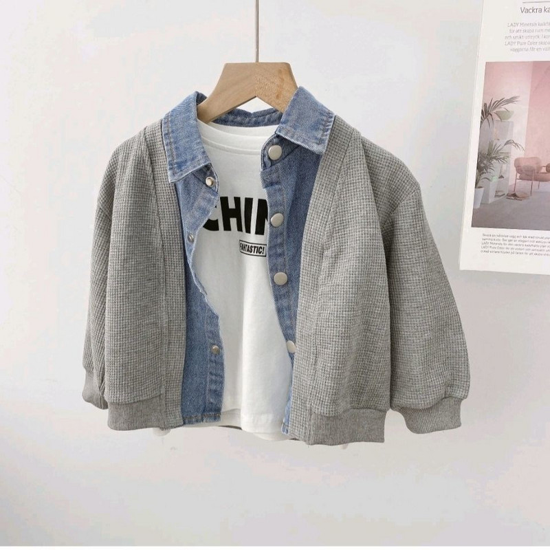 Paltoane noi pentru băieți Faux Două piese Jachete pentru copii Moda Copii Îmbrăcăminte exterioară Primăvară Toamnă 2022-003