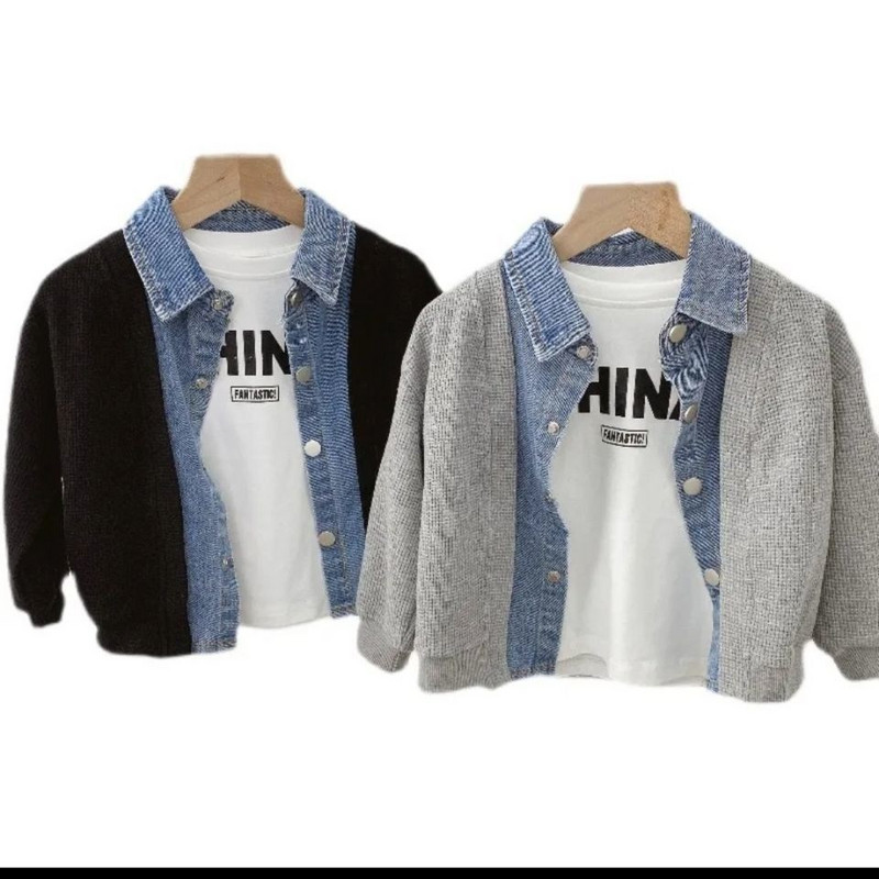 Paltoane noi pentru băieți Faux Două piese Jachete pentru copii Moda Copii Îmbrăcăminte exterioară Primăvară Toamnă 2022-003