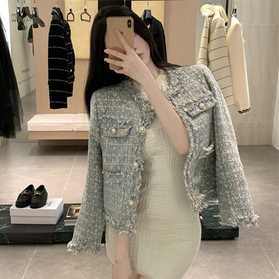 Ženske jakne za pistu 2023. Elegantni kaputi od tvida za žene O izrez dugih rukava Jesenska tkana jakna Ženska modna nova gornja odjeća