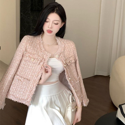 Ženske jakne za pistu 2023. Elegantni kaputi od tvida za žene O izrez dugih rukava Jesenska tkana jakna Ženska modna nova gornja odjeća