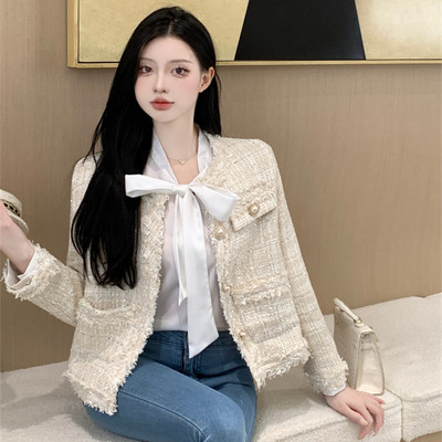 Ženske jakne za pistu 2023. Elegantni kaputi od tvida za žene O izrez dugih rukava Jesenska tkana jakna Ženska modna nova gornja odjeća