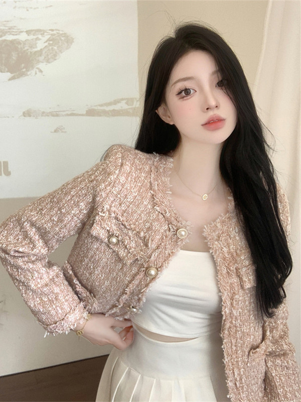 Ženske jakne za pistu 2023. Elegantni kaputi od tvida za žene O izrez dugih rukava Jesenska tkana jakna Ženska modna nova gornja odjeća