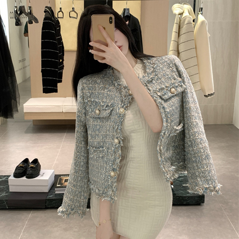 Ženske jakne za pistu 2023. Elegantni kaputi od tvida za žene O izrez dugih rukava Jesenska tkana jakna Ženska modna nova gornja odjeća