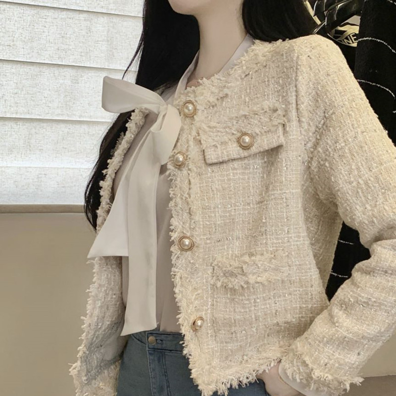 Ženske jakne za pistu 2023. Elegantni kaputi od tvida za žene O izrez dugih rukava Jesenska tkana jakna Ženska modna nova gornja odjeća