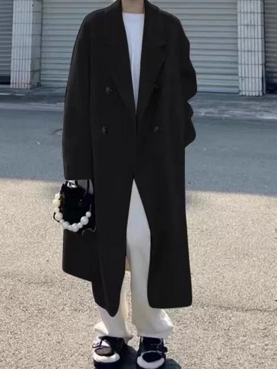 Vuneni kaput za žene u jesen i zimu, High Sense, Hepburn stil Vuneni kaput Dugi kaput Zimski ženski kaput Topli 2023.