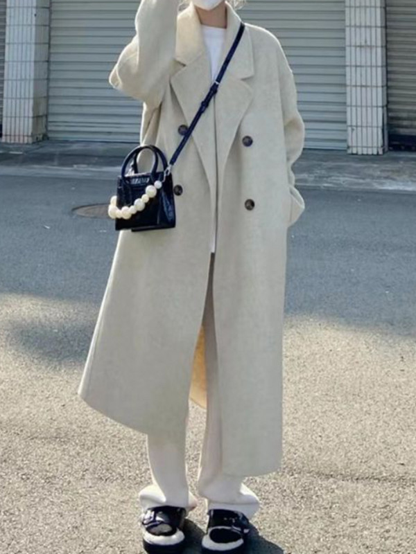 Vuneni kaput za žene u jesen i zimu, High Sense, Hepburn stil Vuneni kaput Dugi kaput Zimski ženski kaput Topli 2023.