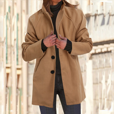 Jachete de iarnă pentru femei, haine de costum, tendințe de toamnă și iarnă, culoare uni, haină subțire de lână, cu un singur piept, de lungime medie, îmbrăcăminte caldă