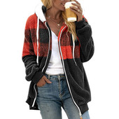 Jachetă cu buzunare laterală cu glugă, cu mânecă lungă, cu fermoar, cu imprimeu pentru femei