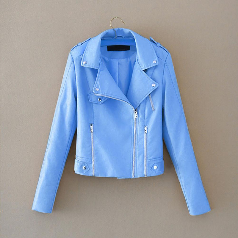 Jachetă din piele artificială pentru femei, cu rever, mâneci lungi, buzunar cu fermoar, toamnă, iarnă, culoare solidă, haină motocicletă Streetwear chaquetas куртки