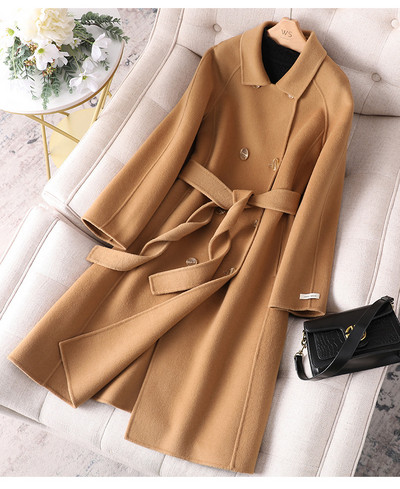 2023, toamnă iarnă, modă coreeană, reversibilă, din cașmir, haină subțire, de lungime medie, haine pentru femei