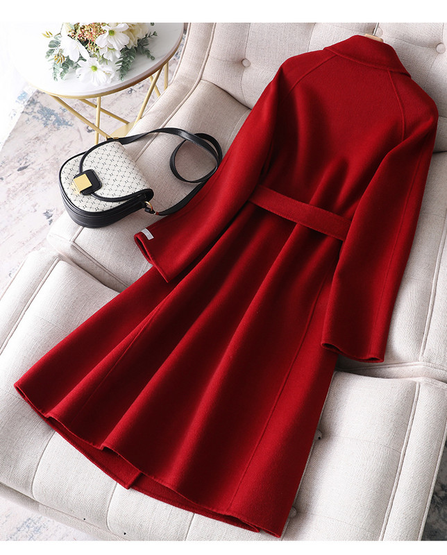 2023, toamnă iarnă, modă coreeană, reversibilă, din cașmir, haină subțire, de lungime medie, haine pentru femei