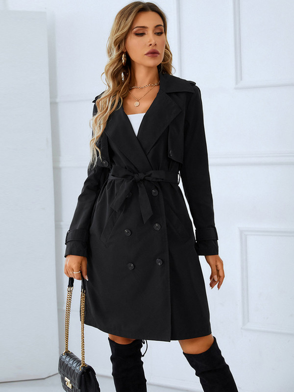 Proljeće ljeto Novi ženski uski kaput s dvostrukim kopčanjem s V-izrezom Trenč kaput za žene Jakne za žene 2023. Dugi gornji kaput