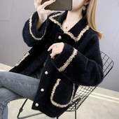 Sieviešu vilnas jaka 2023. gada jauns sieviešu vilnas mētelis Pavasara un rudens sieviešu mēteļi Īsi, slaidi Biezi Silti Jakas Sieviešu Melns