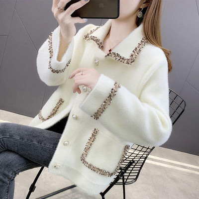 Sieviešu vilnas jaka 2023. gada jauns sieviešu vilnas mētelis Pavasara un rudens sieviešu mēteļi Īsi, slaidi Biezi Silti Jakas Sieviešu Melns