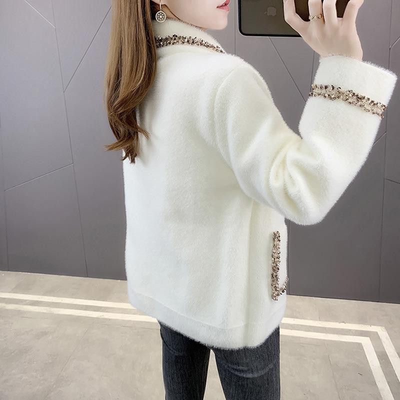 Sieviešu vilnas jaka 2023. gada jauns sieviešu vilnas mētelis Pavasara un rudens sieviešu mēteļi Īsi, slaidi Biezi Silti Jakas Sieviešu Melns