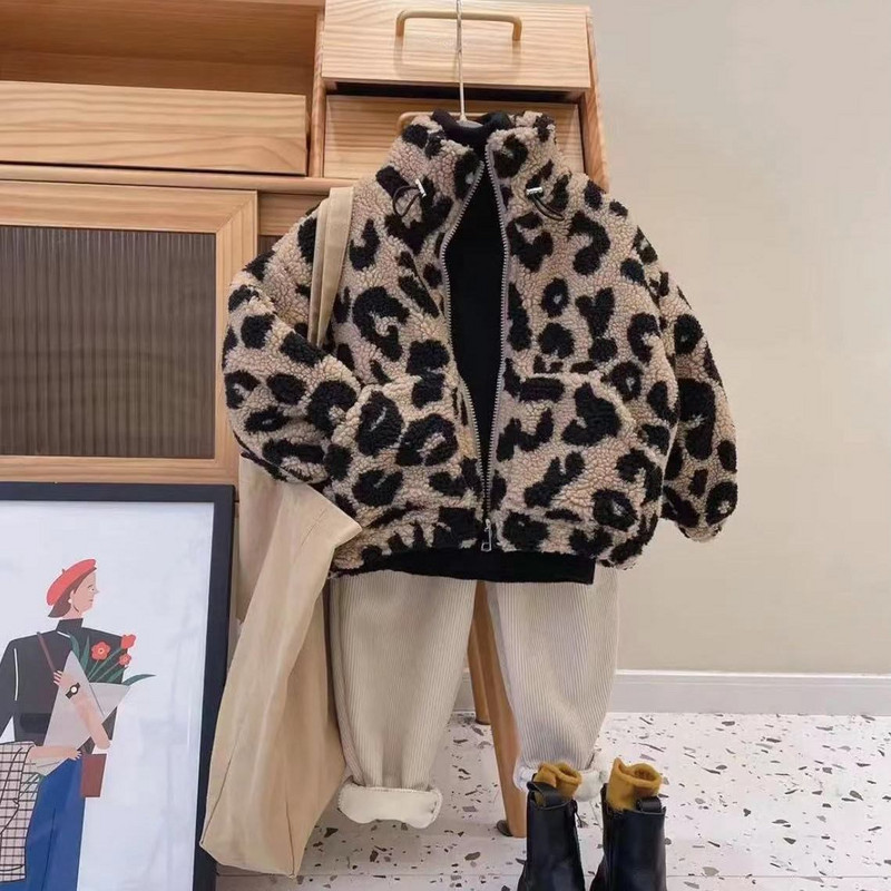 Nove jakne za dječake Flis Leopard Dječji kaputi Modna dječja gornja odjeća Proljeće Jesen 2022-018