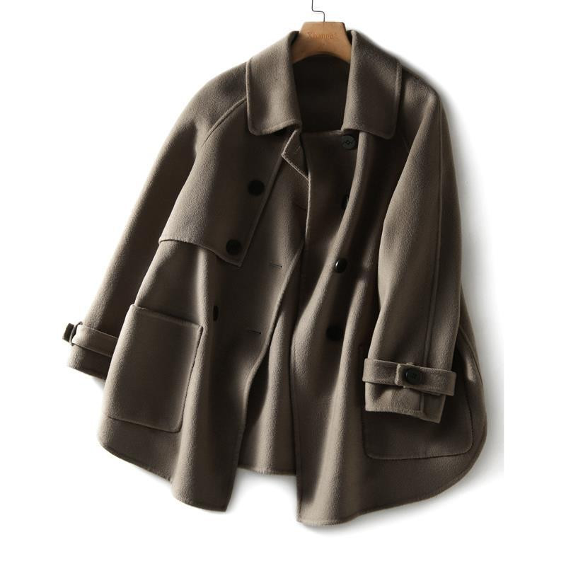 jesen i zima novi stil vjetrovke kratki stil dobar za nošenje dvoredno kopčanje dugih rukava široki tanki modni kaput za sve vrste