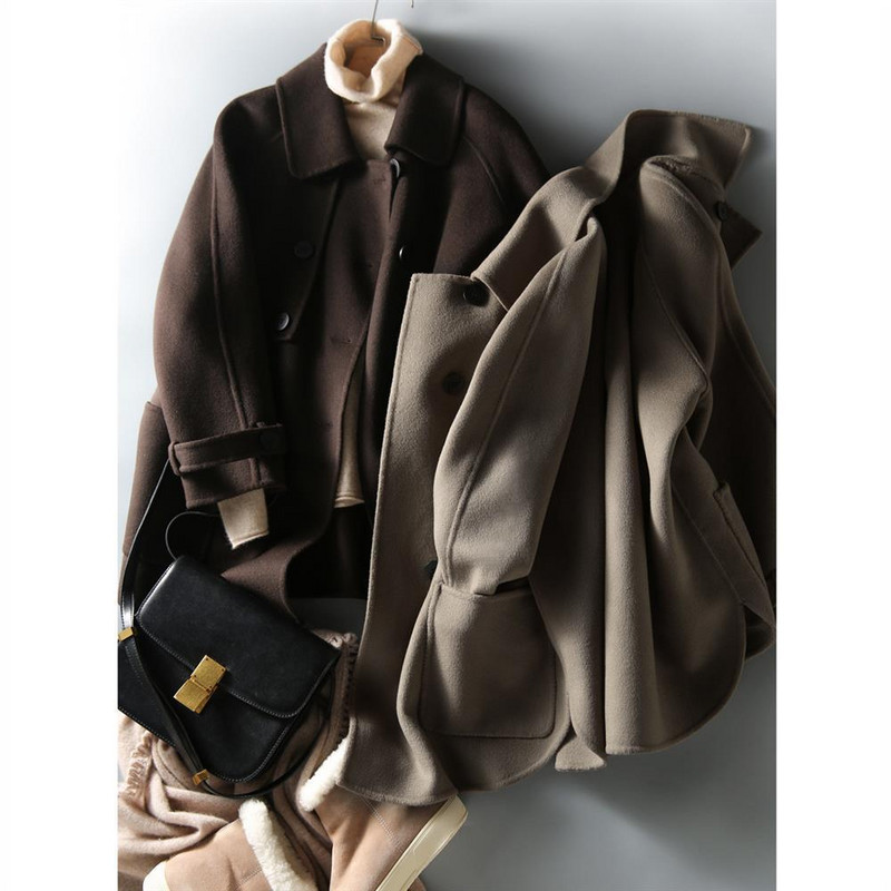 jesen i zima novi stil vjetrovke kratki stil dobar za nošenje dvoredno kopčanje dugih rukava široki tanki modni kaput za sve vrste