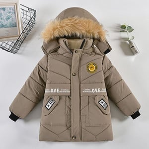 Jachetă de iarnă 2023 pentru băieți, guler nou de blană, modă, haine pentru copii, cu glugă, fermoar, cadou de aniversare, haine pentru copii, 3-8 ani