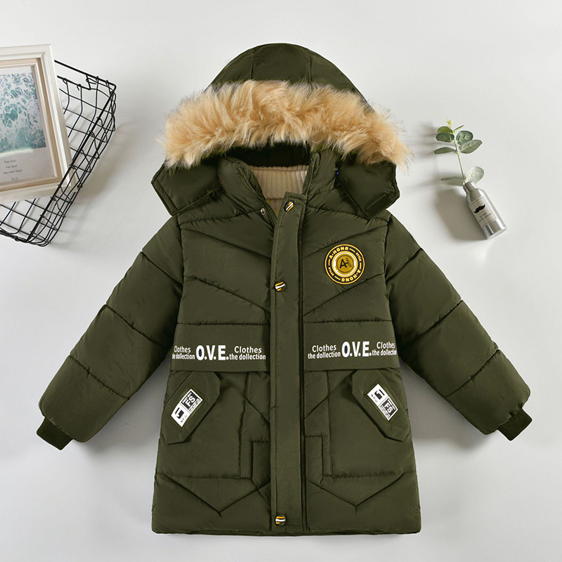 Jachetă de iarnă 2023 pentru băieți, guler nou de blană, modă, haine pentru copii, cu glugă, fermoar, cadou de aniversare, haine pentru copii, 3-8 ani