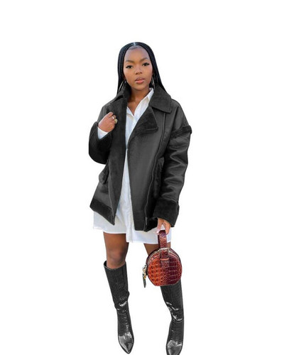 Jesen Zima Debele tople bunde od umjetnog krzna Ženske kožne plišane jakne Ženske tanke motociklističke Osnovne jakne Plišana ležerna gornja odjeća