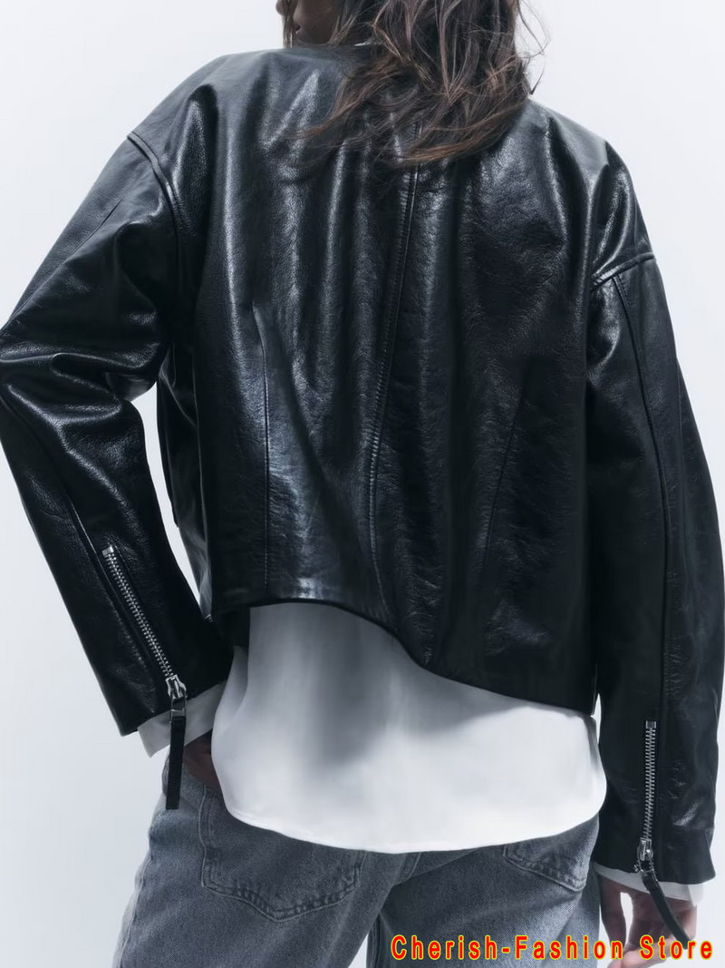 2023-as őszi PU bőr Vágott dzsekik Női Vintage ruhák Téli Harajuku Gomb Alkalmi cipzáras Utcai Kabátok Márka Hot