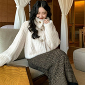 Nouă haină retro îngroșată, scurtă, de toamnă și iarnă, cu guler în picioare, temperament, jachetă caldă din lână de miel pentru femei