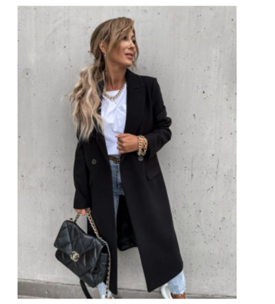 Novi elegantni ženski kaput za jesen i zimu 2022., modni vuneni kaputi s dugim odijelom i ovratnikom, ženski šik kaput toplog temperamenta