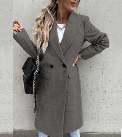 Novi elegantni ženski kaput za jesen i zimu 2022., modni vuneni kaputi s dugim odijelom i ovratnikom, ženski šik kaput toplog temperamenta