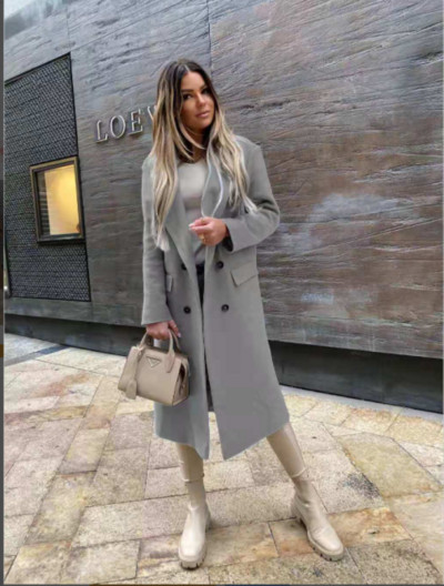 Novi elegantni ženski kaput za jesen i zimu 2022., modni vuneni kaputi s dugim odijelom i ovratnikom, ženski šik kaput toplog temperamenta