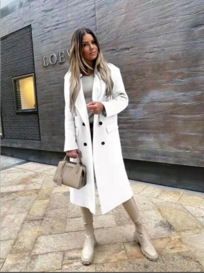 Novi elegantni ženski kaput za jesen i zimu 2022., modni vuneni kaputi s dugim odijelom i ovratnikom, ženski šik kaput toplog temperamenta