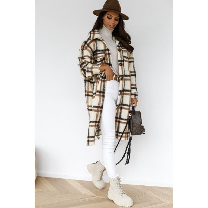 RDMQ 2023, de înaltă calitate, pentru femei, toamnă iarnă, cu mânecă lungă, cu rever, lejer, lejer, cald, în carouri, imprimat, haină lungă, cardigan