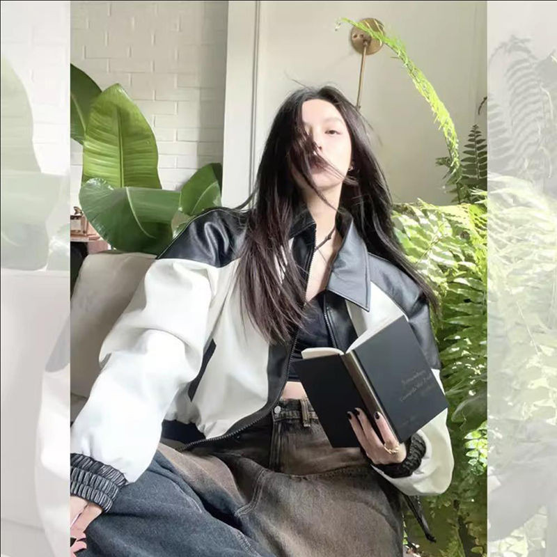 Deeptown Vintage Y2k ādas jaka Sieviešu ielas apģērbs Moto Biker Jakas ar rāvējslēdzēju korejiešu modes lielizmēra rudens ziemas gotu stils