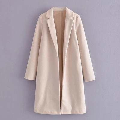 xikom Jesen 2021. Ženski V izrez Elegantni vintage vuneni tanki kaput Modni ženski crni ulični kaput Ženski šik gornja odjeća