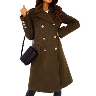 Održava toplinu, otporan na hladnoću, vuneni kaput s dvostrukim kopčanjem za zimu