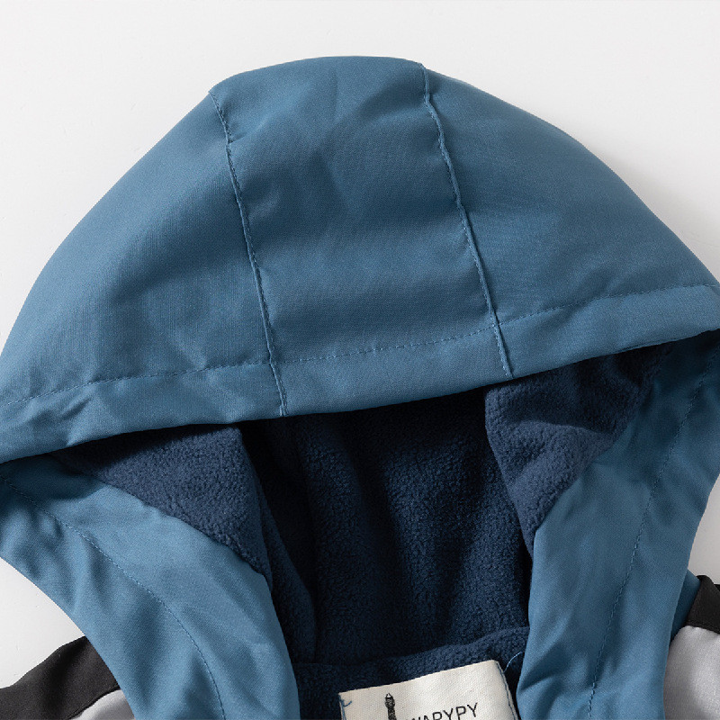 Jesen/zima Jakna s patentnim zatvaračem od flisa Ležerna patchwork jakna s kapuljačom za dječake Blazer otporan na vjetar Slatki kaputi Vjetrovka Odjeća za dječake