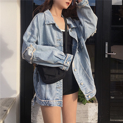 Jachete din denim coreeană pentru femei, buzunare solide, guler răsturnat, îmbrăcăminte elegantă pentru femei, haine de jeans, îmbrăcăminte de stradă, retro Harajuku, crop top nou