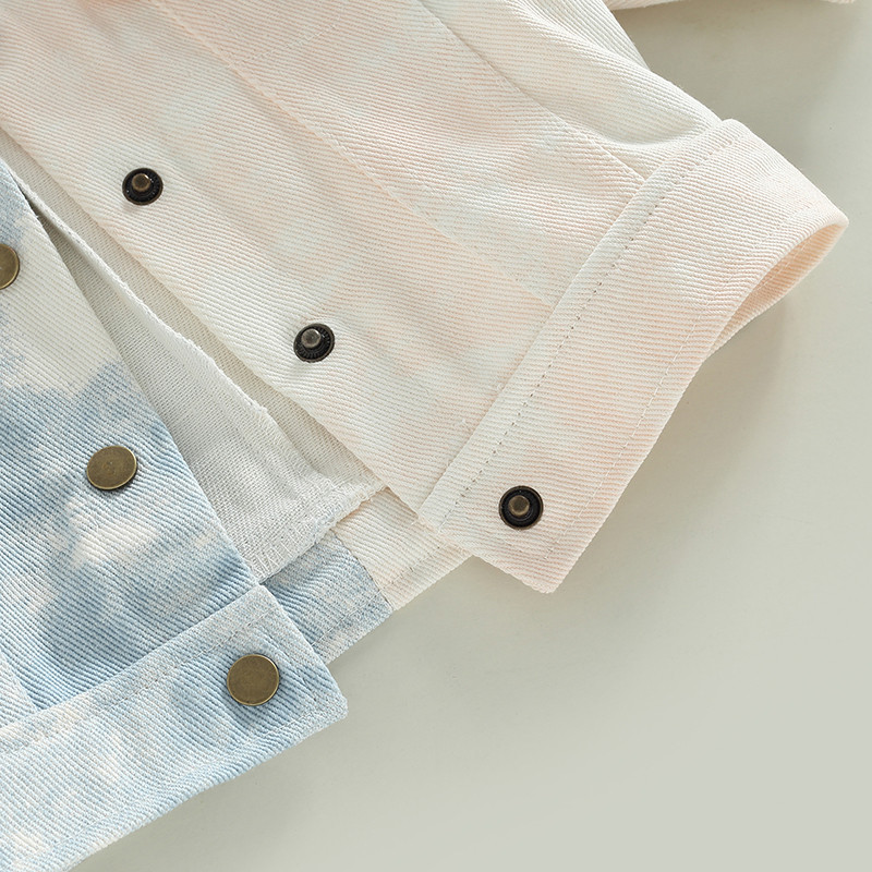 FOCUSNORM 2-7Y Modna jesenska jakna za dječake Kauzalna gornja odjeća Tie-Dye traper kaputi dugih rukava s jednim kopčanjem